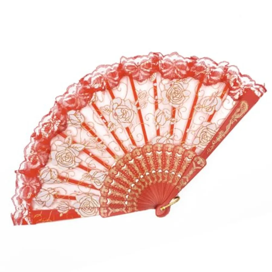 

EOSAU Handheld Chinese Folding Fan Lace Hand Fans for Women Foldable Bulk for Party Wedding Church Dancing