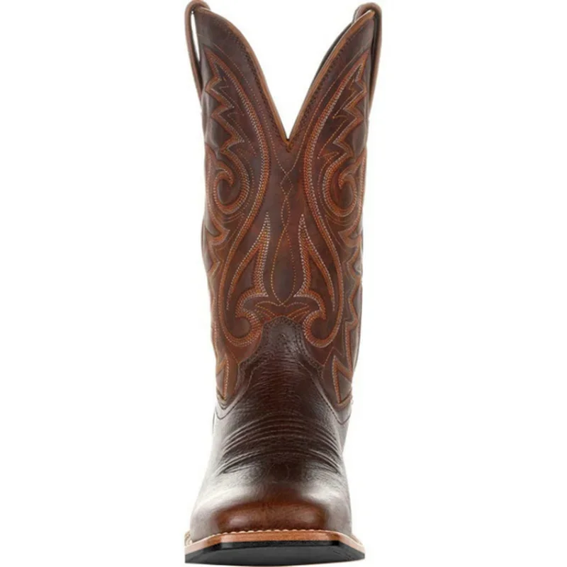 Mid-Calf Western Laarzen Heren Zwart Bruin Cowboy Laarzen Handgemaakte Leren Schoenen Voor Heren 2023 Nieuwe Punk Man Vrouwen Unisex Rijlaarzen