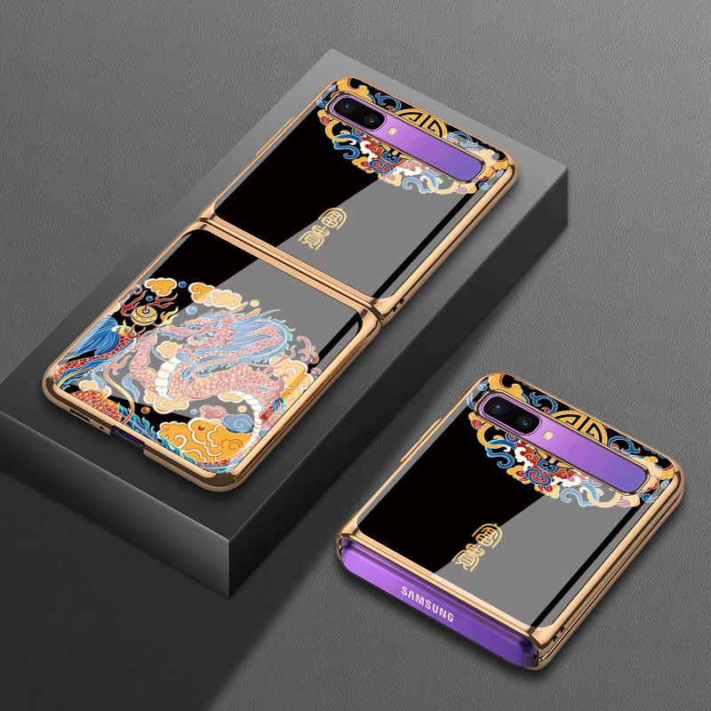 Z Flip 4 Case Funda Case for Samsung Galaxy Z Flip 4 Z Flip 3 2 1 Plating Tempered Glass Coque Phone Case Cover Z Flip 4 Capa