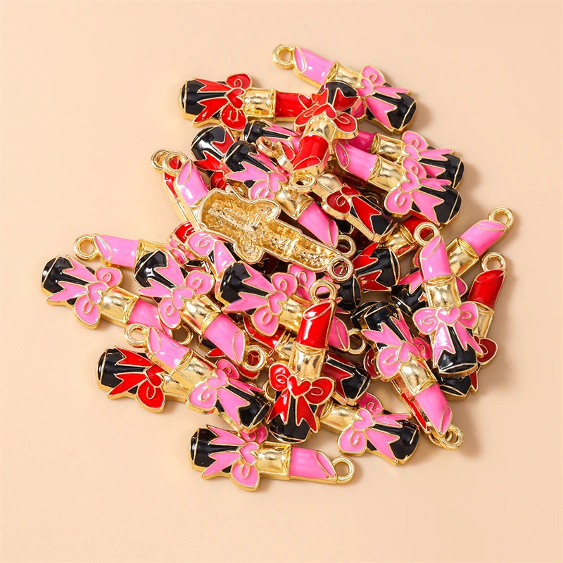 20 Stück 11 x 26 mm niedliche Emaille-Anhänger mit rotem Lippenstift, Anhänger für Schmuckherstellung, Ohrringe, Halsketten, Armbänder, DIY-Bastelzubehör – Detail 10
