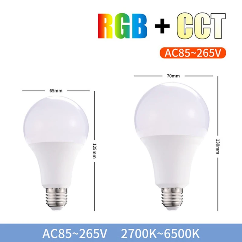 블루투스 제어 스마트 전구, E27 RGB LED 램프, 조도 조절 홈 데코, 15W