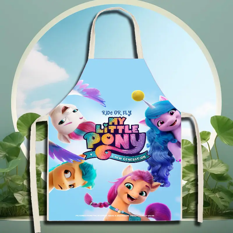 Cartoon cute Disney My Little Pony cartoon innovative apron kitchen cooking baking apron sleeveless waist unisex parent-child