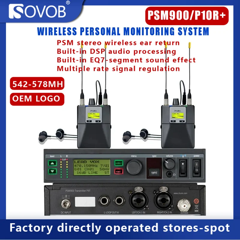 PSM900 Wireless In-Ear Monitor System P9T Transmitter P10R Receiver Stage Recording Studio Stereo  542-578MHz