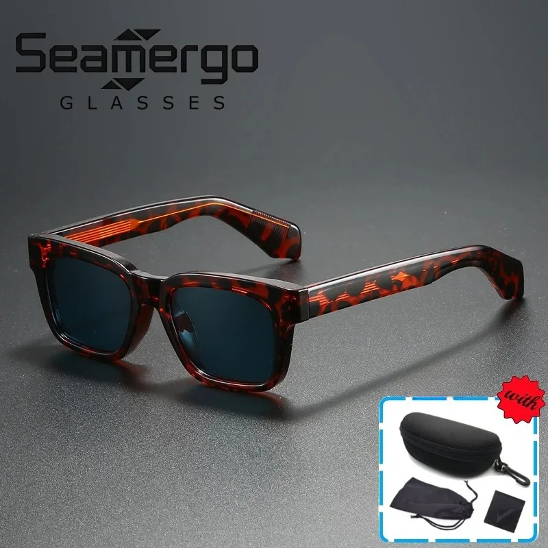 SEAMERGO High-end Classic Rectangular Polarized Sunglasses Prevent Glare Propionic Acid Needle Glasses with  Eyeglass Case