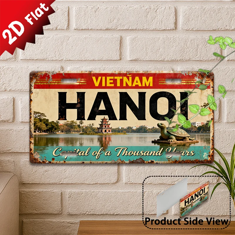 2D Flat  from Hanoi, Suitable for Outdoor Plaques And Wall Decor  Featuring a Vintage Design with a Historical Capital Theme