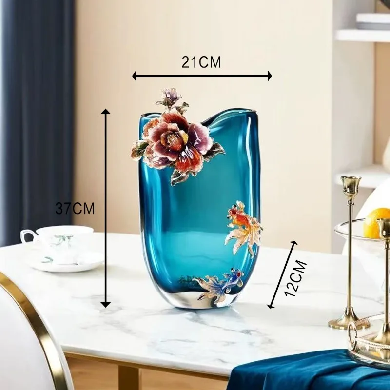 Large rich vase enamel color craft blue vase