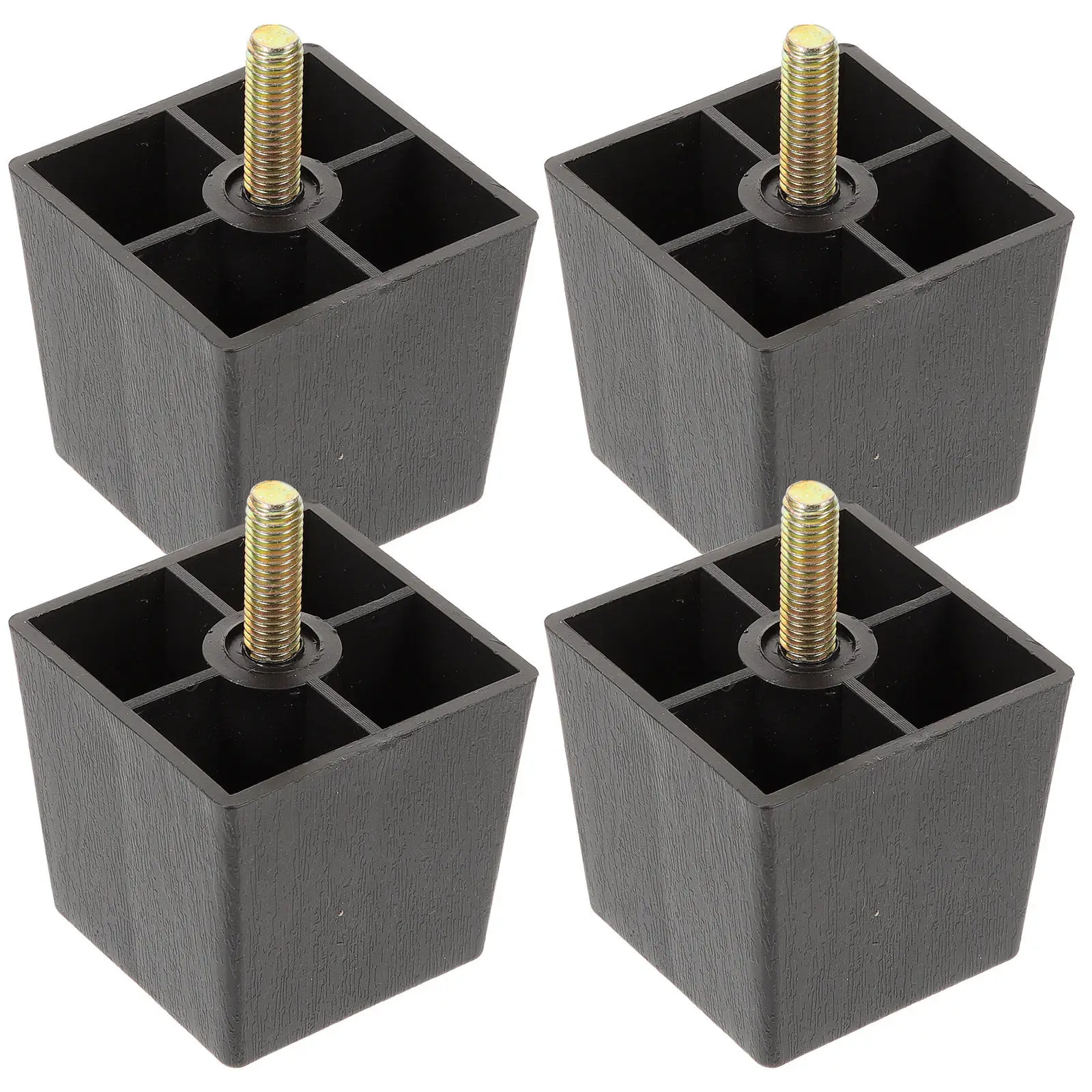 4Pcs Adjustable Height Square Furniture Legs for Sofa Couch Table Desk Cabinet Bed Plastic Metal Feet Replacement Set Strong