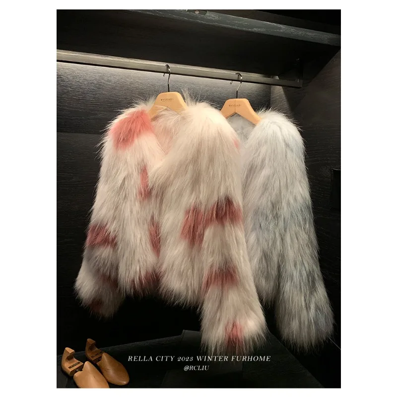 TAJIYANE Double-sided Raccoon Fur Coat Woman Weaving Fur Jacket Loose Winter Coats Women Jackets Short Furry Tops Дубленка Coats