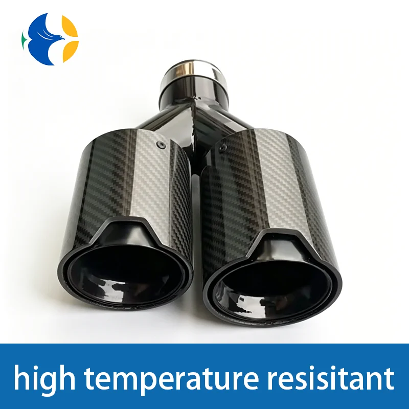 

M LOGO Exhaust tips Double Outlet Universal Upgrade Stainless Steel Glossy Carbon Fiber Muffler nozzles performance for BMW
