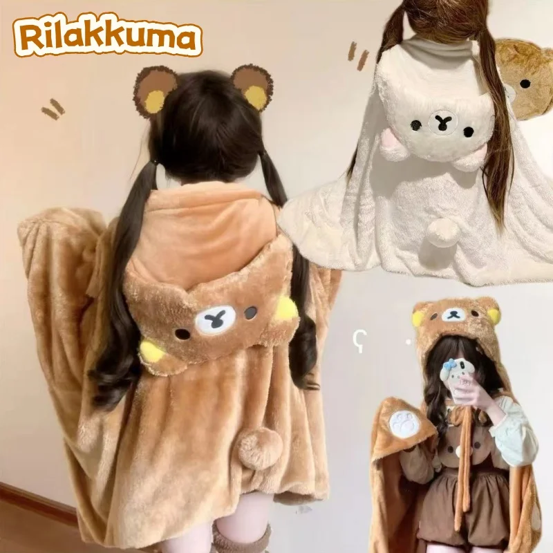 

Original Rilakkuma Cartoon Anime Surrounding Cloak Shawl Napping Winter Blanket Warm Lolita Cloak Cute Girl Birthday Gift