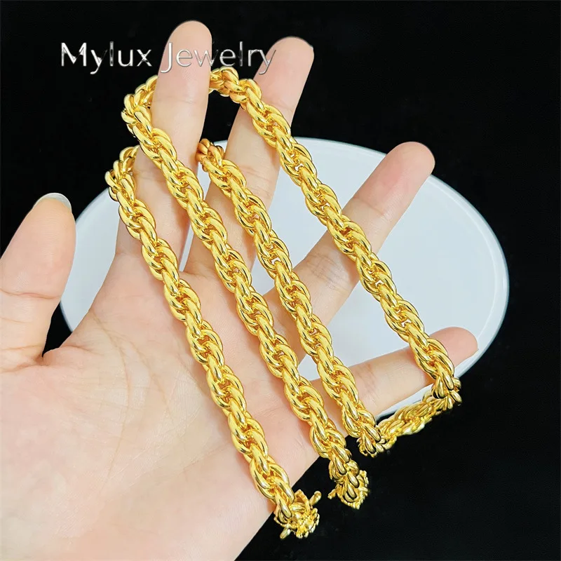 

Mylux Jewelry Luxury 24K real gold twine Dragon Head Necklace for men and women au9999 Quality gold twist chain Fashion accessor