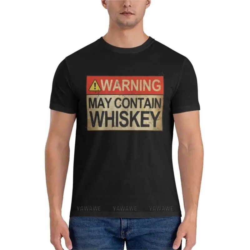 Warning MAY CONTAIN WHISKEY Active T-Shirt plus size t shirts vintage clothes cute tops summer t-shirt men