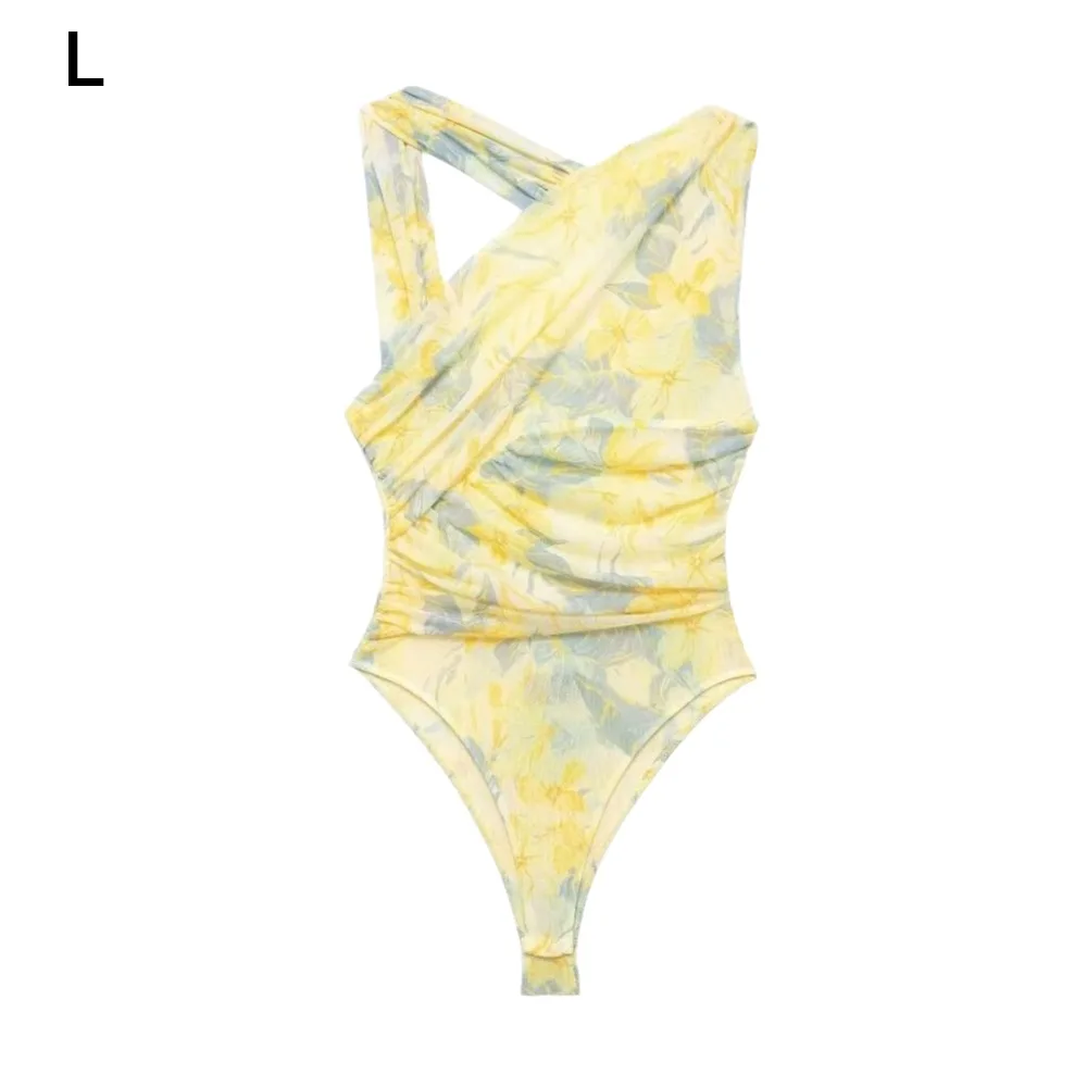 

Polyester Fiber Silk Net Jumpsuit Slim Fit Backless Design Asymmetric Bodysuit High Waist Solid Color Strapless Jumpsuit