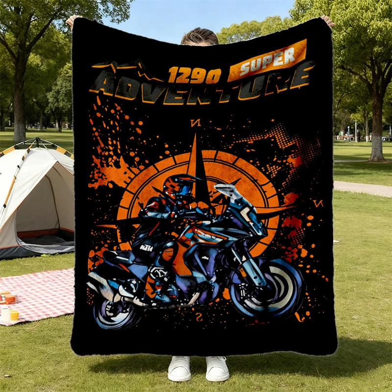 1290 Super Adventure Motorcycle Flannel Blanket Dual Sport Off Road ADV Rider Gift for Bikers Touring Moto Present for F