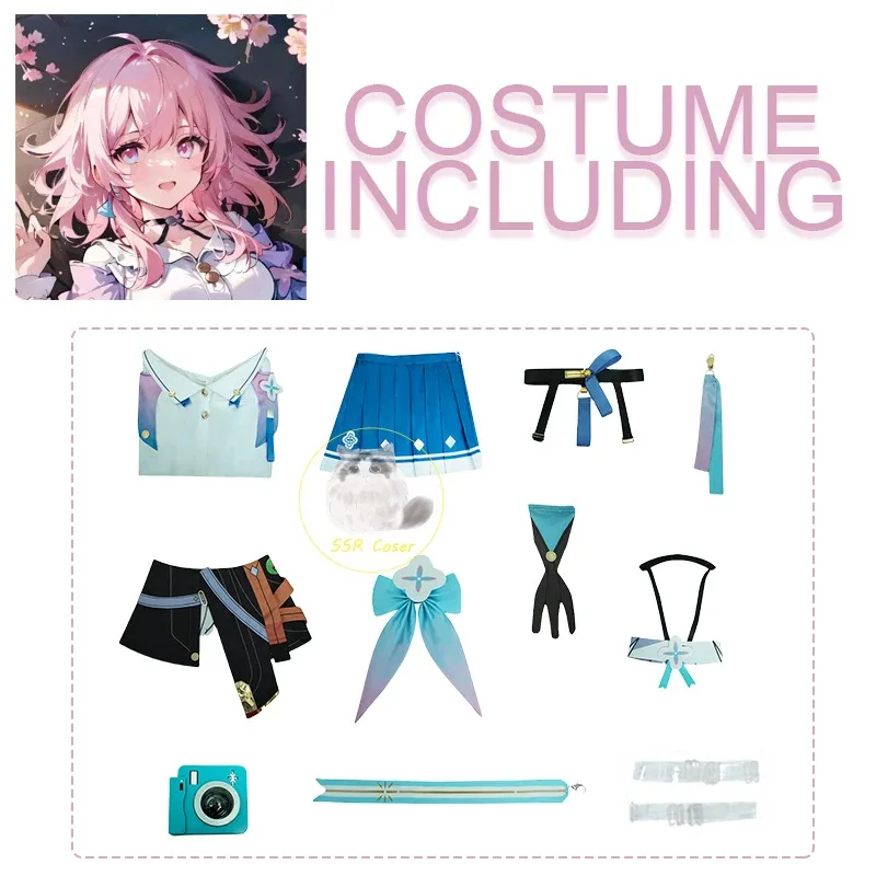 2025 7th زي لعبة هونكاي ستار السكك الحديدية تأثيري 7 مارس فستان ملابس موحدة شعر مستعار لعب الأدوار لفتاة كوميك كون Wo #5