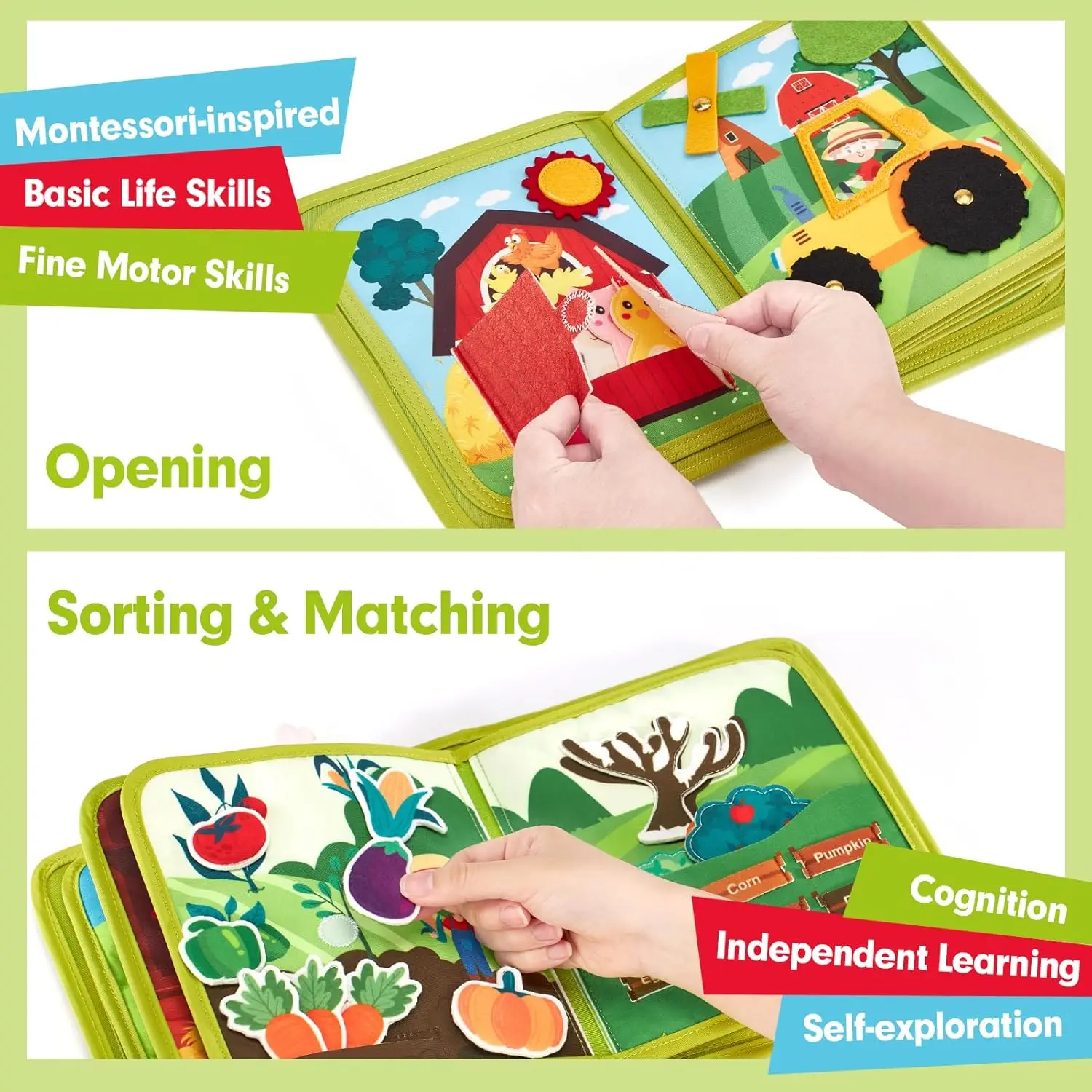 Activity Busy Book Montessori Educational Learning Books For Toddler Busy Board Felt Sensory Toys with Life Skills Matching Toys