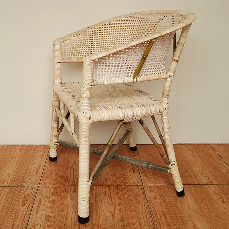 

Vintage rattan chair, bamboo rattan chair, elderly back chair, outdoor leisure balcony, single