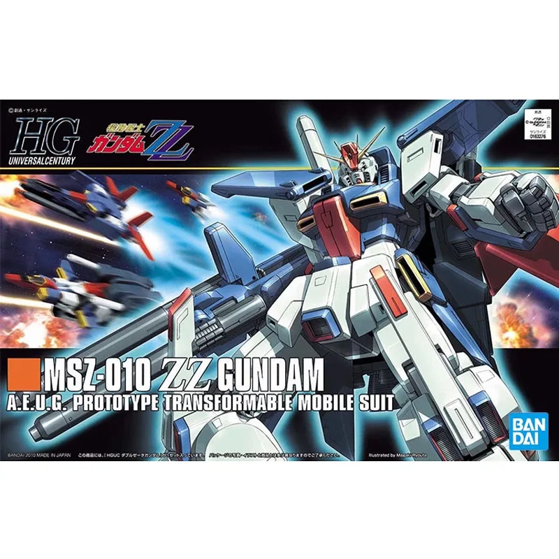 Bandai Gundam Model Kit Anime Action Figures HGUC MSZ-010 ZZ Mobile Suit Gunpla Dolls Accessories Toys For Boys Hobby Gifts