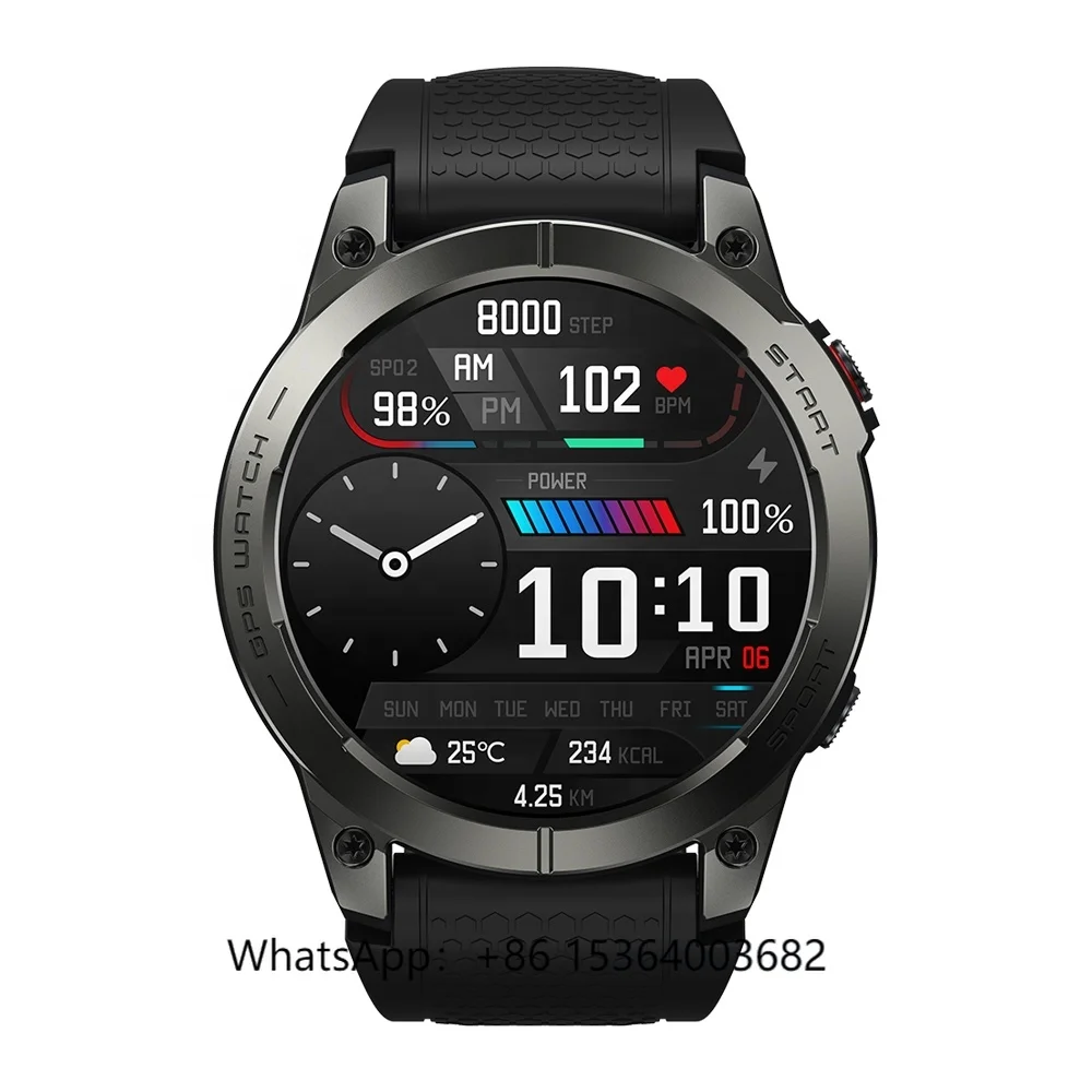 

TJXL-Zeblaze Stratos 3 Smart Watch HiFi Voice Calling Built-in GPS 1.43" AMOLED Always on Display 100+ Workout Modes GPS Smart W