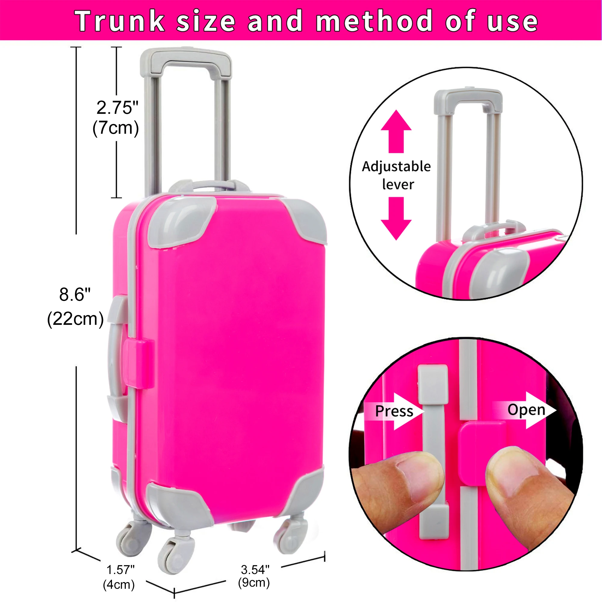 Fashion Total 35pc Doll Clothes Dress Accessories Travel Luggage Suitcase Set with Puppy for 11.5 inch Girl Dolls (No Doll)