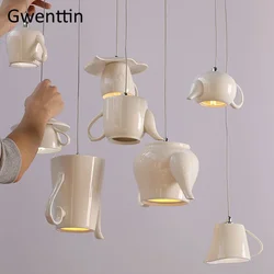 Modern Ceramic Led Pendant Lights Nordic Cup Teapot Hanging Lamp Living Room Kitchen Lighting Fixtures Home Loft Decor Luminaire
