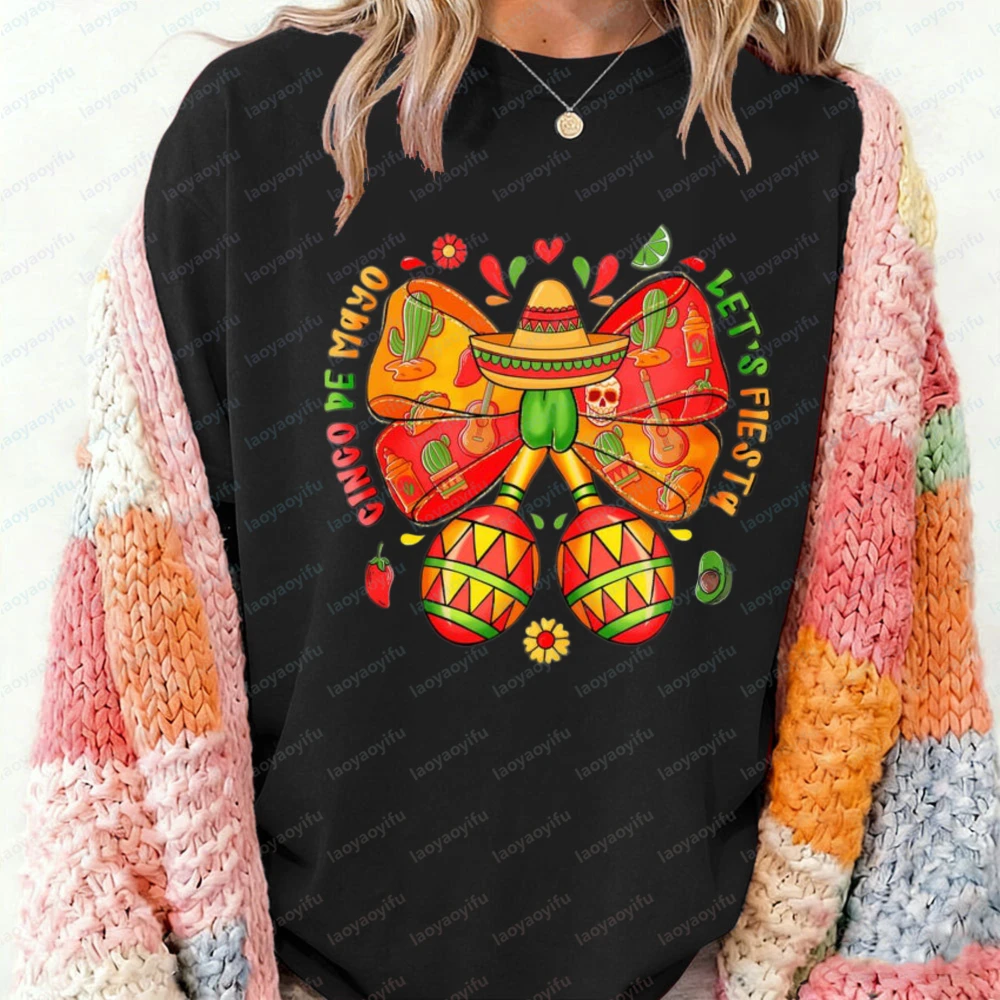 Coquette Cinco De Mayo Shirt Mexico Celebration T-shirt Margaritas Bow Tee Trendy Festival Streetwear Mexican Fiesta Party Gift