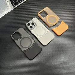 Ultrathin Frosted Hit Color 2 in 1 for MagSafe Phone Case for iPhone 16 17 15pro max 15 14 Pro 13 12 Wireless Charging Cover