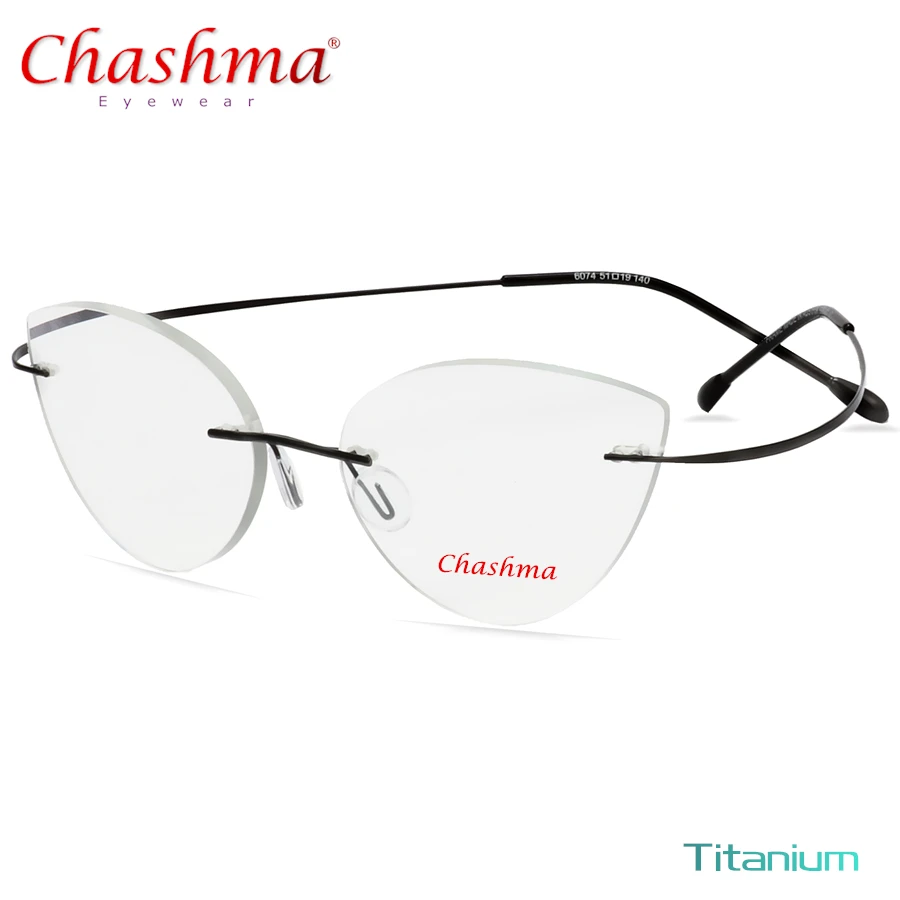 Rimless Glasses Frame Women Titanium Ultralight Eyeglasses Prescription Frameless Cat Eye Eyewear Myopia Optical Frame