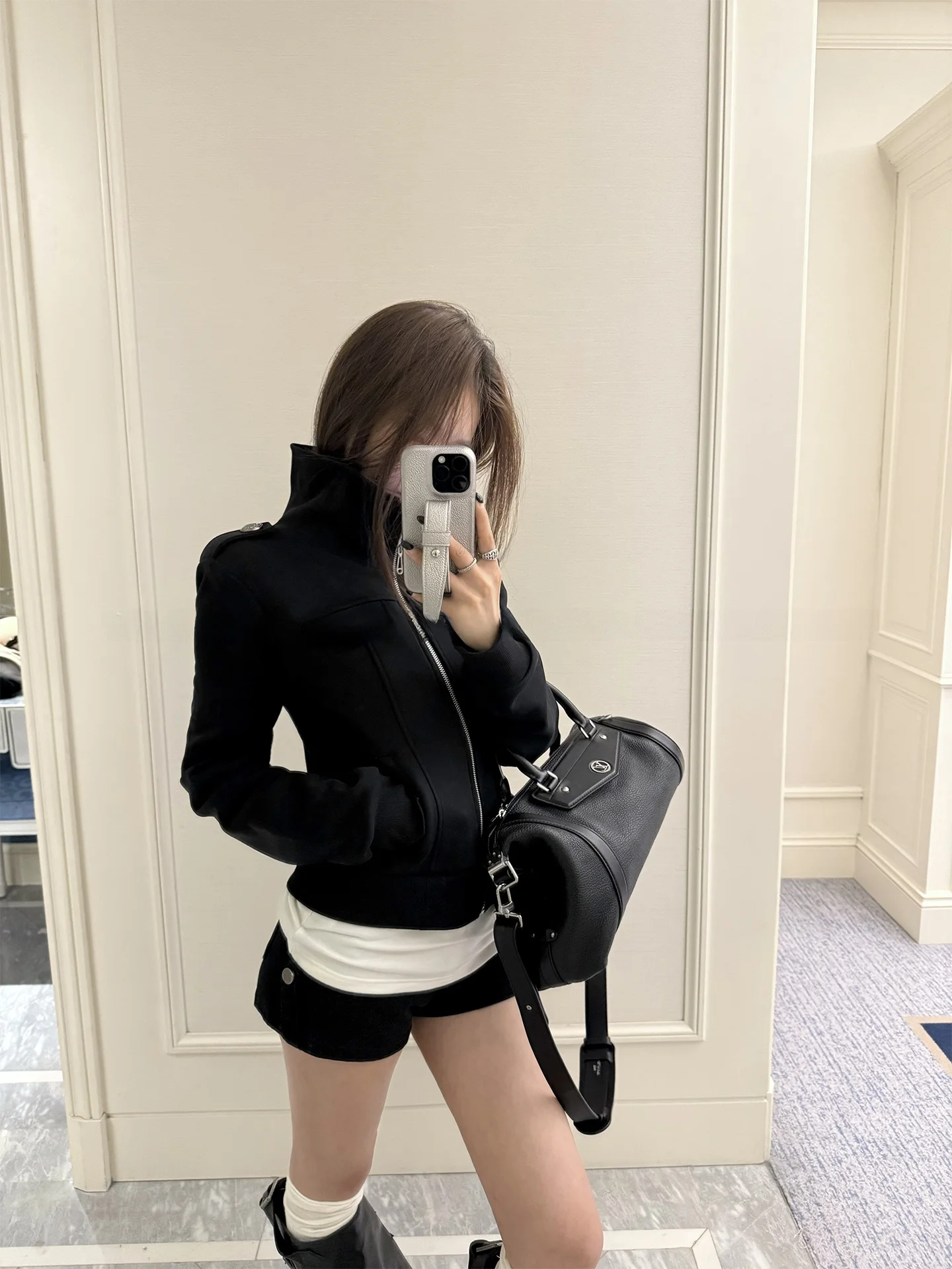 

YOLO OP Manchester Bla Stand Collar ort Jaet Women's Spring New Slimming Outerwear Casual Sle Straight Cut