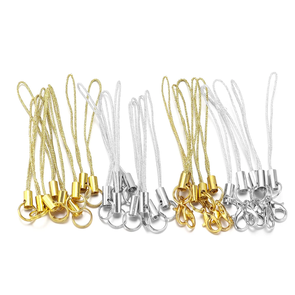 

20pcs/lot Polyester Lanyard Double Ring Lobster Clasp Rope Keychains Cellphone Hook Keyring Bag Accessories For Key Ring Making