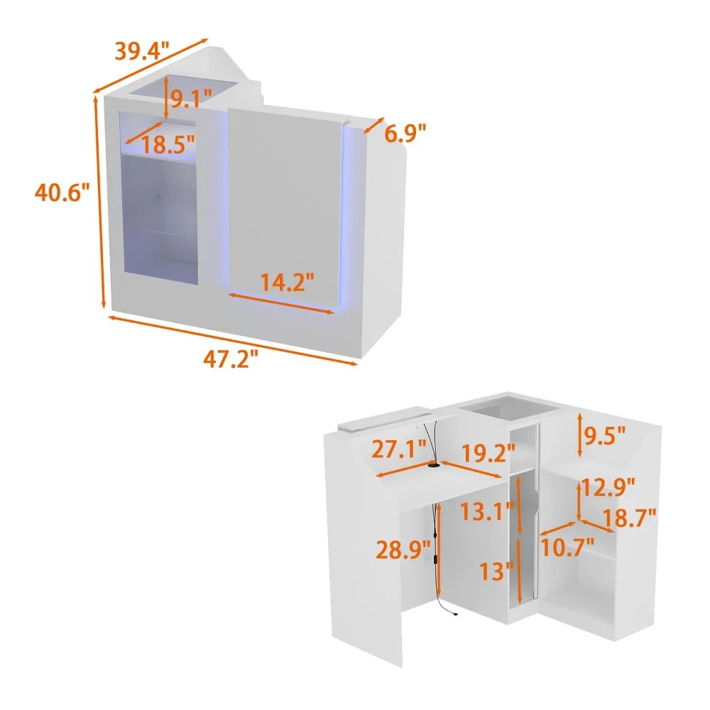 Modern Reception Desk, Front Desk Reception Counter, 47.2