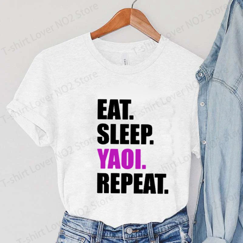 

Funny Eat Sleep Yaoi Repeat T Shirt Manga Tshirt Men Women Breathable T-shirt Men's Short Sleeve Round Neck Tees Clothes