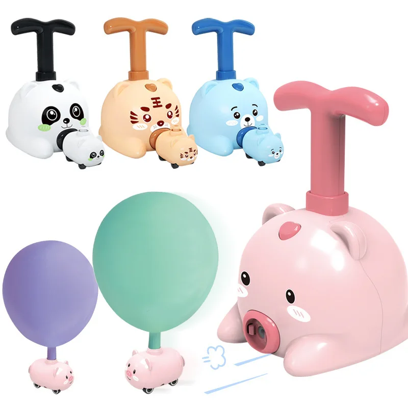 

Educational Toys Kids Gift Children Power Balloon Car Montessori Toys Novelty Cartoon Inertial Air Balloon Launch Tower Vehicle