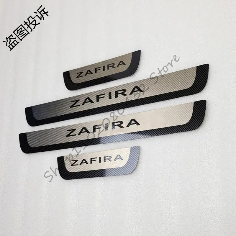 Untuk Opel Zafira Tourer A C untuk Vauxhall Zafira B ambang pintu anti karat pelat Scuff Pedal Styling mobil stiker Atuo aksesoris