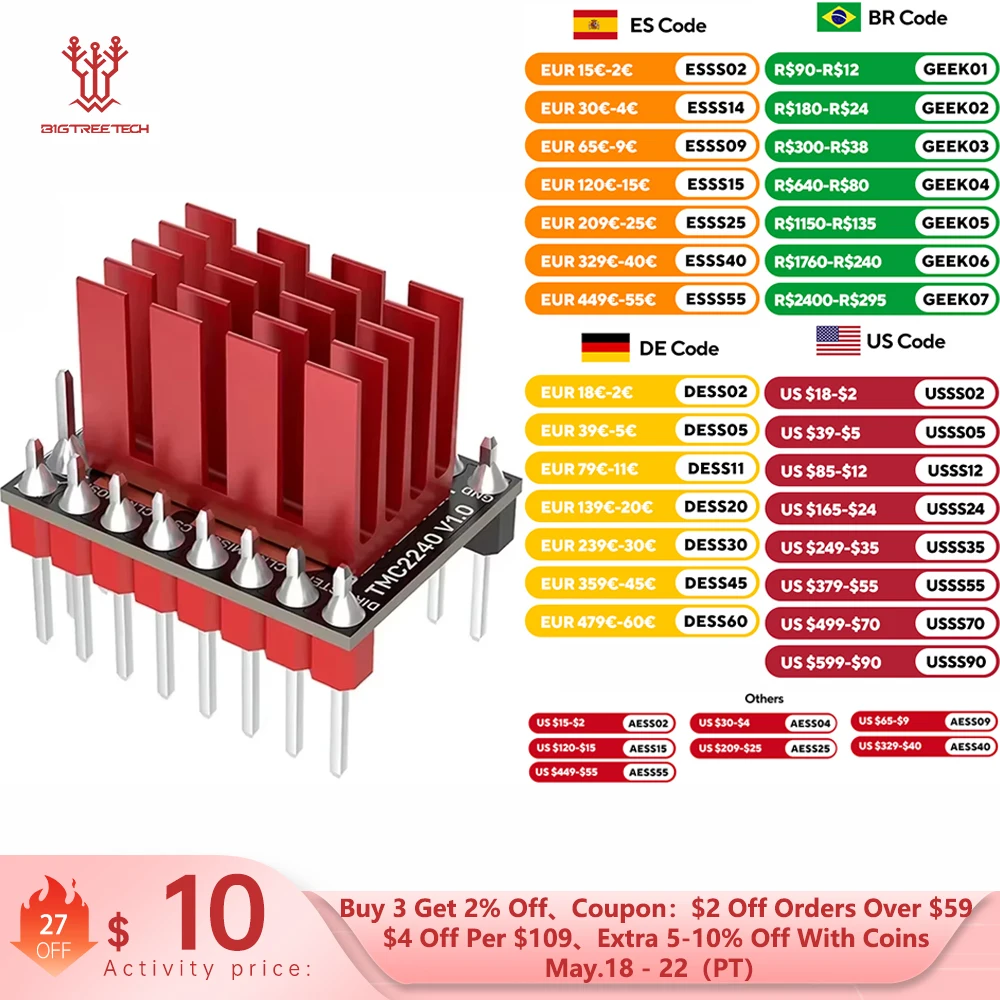 �y�Z�[�����zBIGTREETECH TMC2240 �X�e�b�s���O���[�^�[�h���C�o�[ SPI/UART 36V �T�C�����g�h���C�o�[ 3D �v�����^�[���i Octopus Pro SKR V1.4 �^�[�{�}�U�[�{�[�h�p