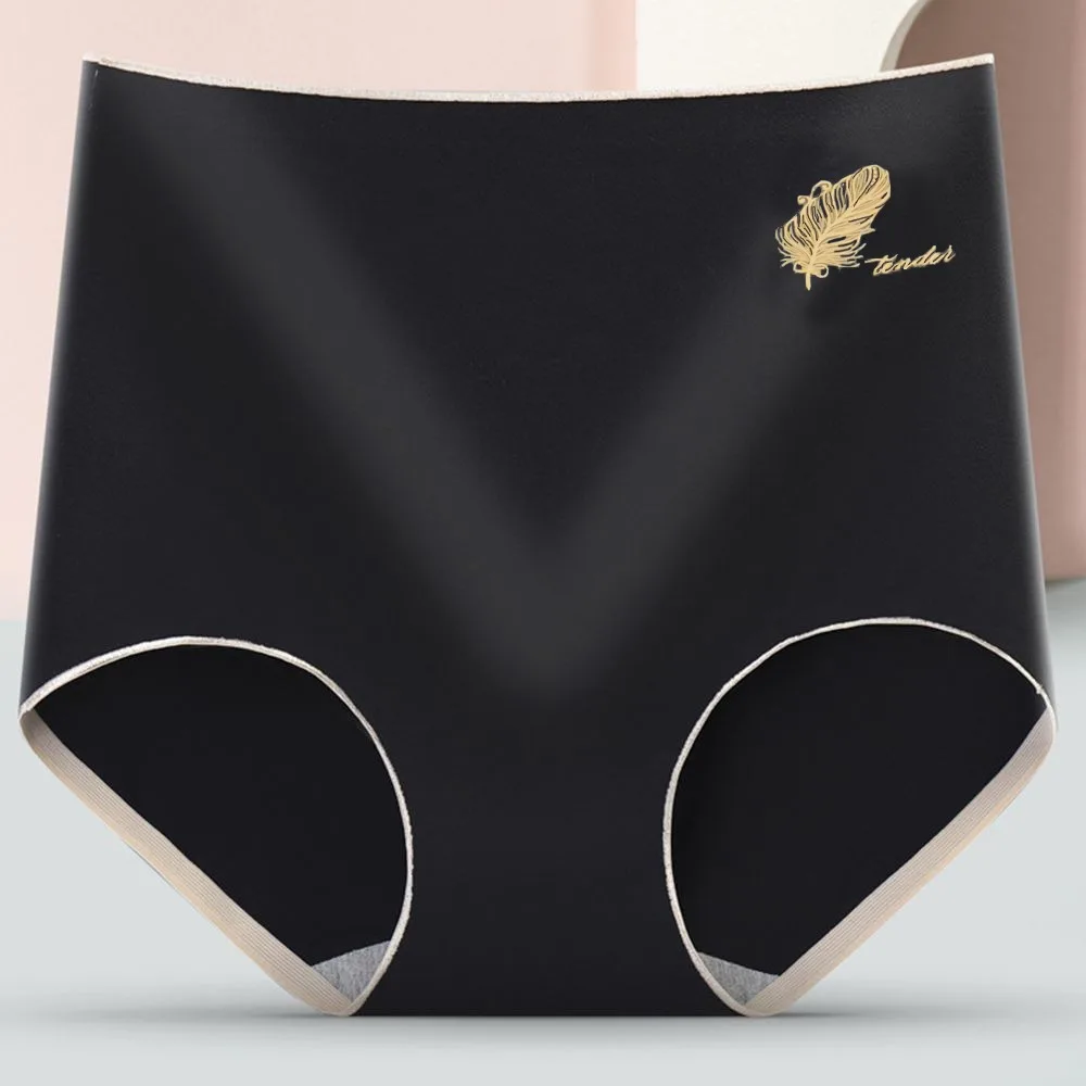 Elastic Sexy Feather Girls Cotton High-waist Seamless Briefs Graphene Crotch Panties Breathable Lingerie Women Underwear
