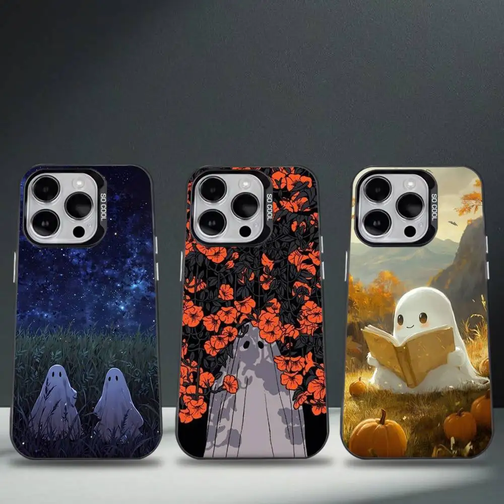 

Halloween Ghost Cute Phone Case For iPhone 16,15,14,13,12,11,8,7,Pro,Max,Plus,Mini,XS,SE Anti Fall Black Matte Hard