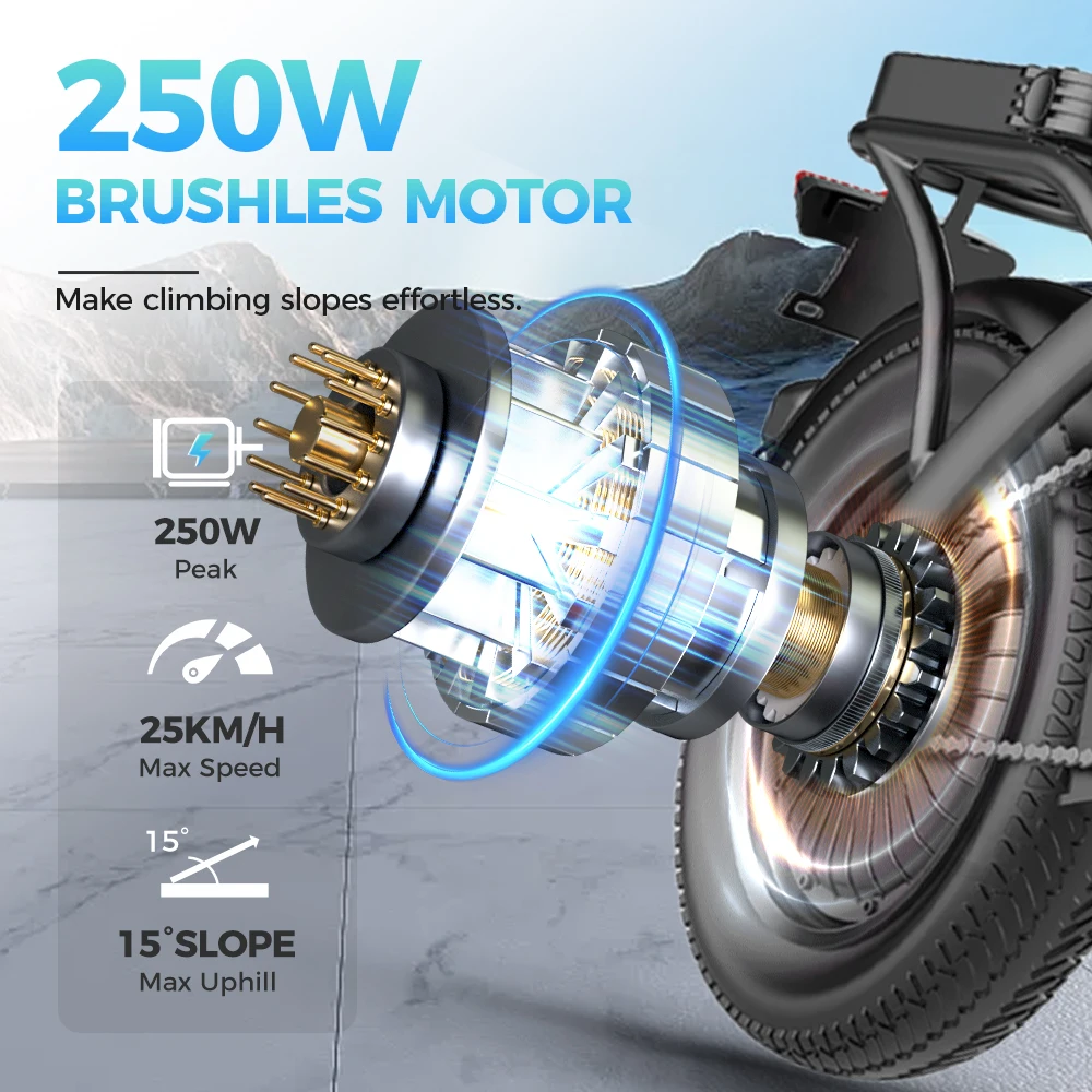 TOOFLY GS3 Elektrofahrrad für Erwachsene, 250 W Motor, 48 V, 15 Ah Batterie, urbanes Pendeln, E-Bike, 14-Zoll-Reifen, faltbares Elektrofahrrad – Detail 1