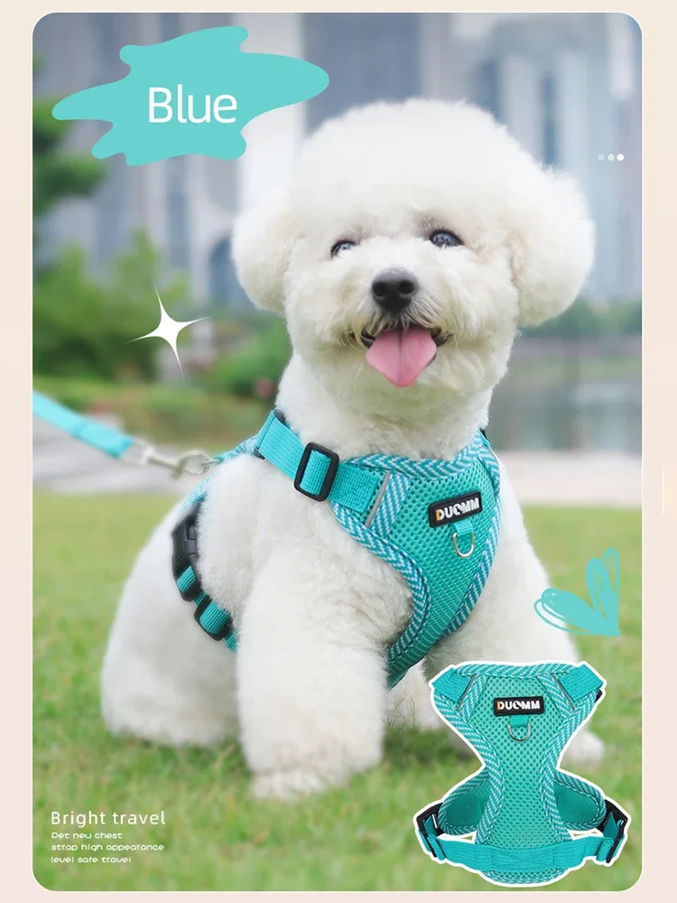 Reflective Breathable Dog Harness And Leash Set For Small Dogs_voghion.com