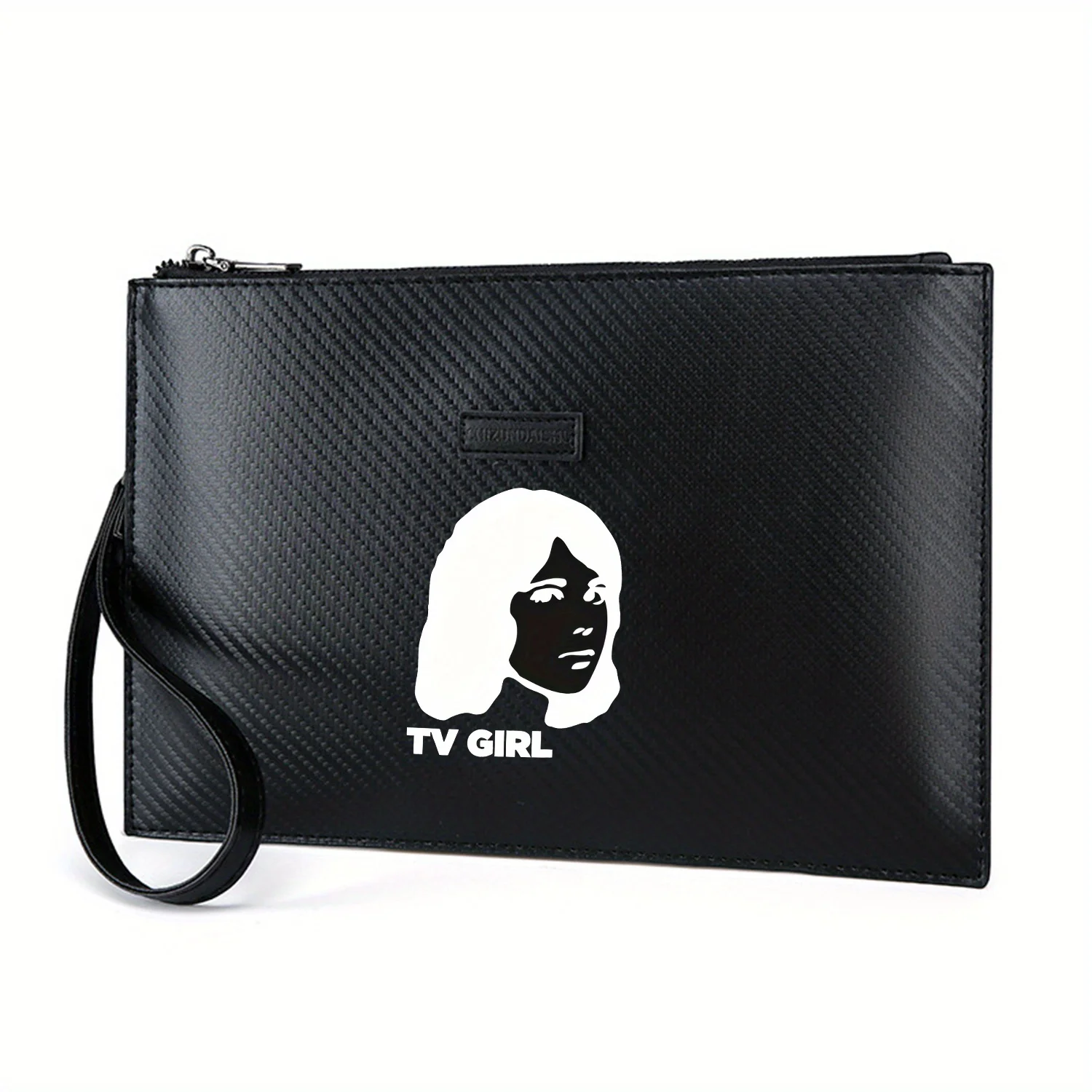 Silhouette girl head white black. Elegant Printed PU Men's Handbag Fashionable and Practical for Everyday Carry
