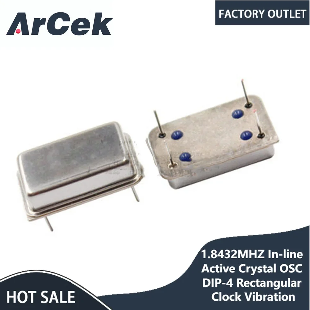 5pcs 1.8432M 1.8432MHZ in-line Active Crystal OSC DIP-4 Rectangular Clock Vibration Full Size