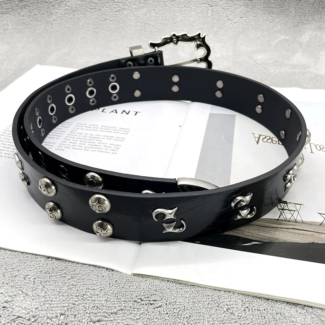 Y2K Black Gunmetal Adjustable Chain Belt Black Enamel Resin Women Body Punk Waist Harness Belt Adjustable Black PU  main image 3