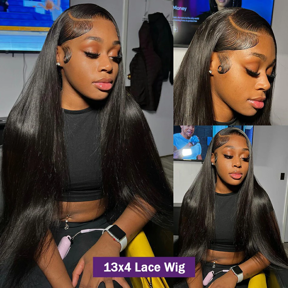 Straight Lace Front Wig 360 Full Lace Human Hair Wigs For Women 30 36  Inch 13x4 13X6 Bone Straight Transparent Lace Frontal Wig