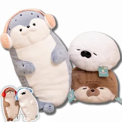 High Quality Earphone Seal Sea Otter Plush Toy Ball Round Cushion Plushie Throw Pillow for Kids Birthday Gift School Nap Sleep