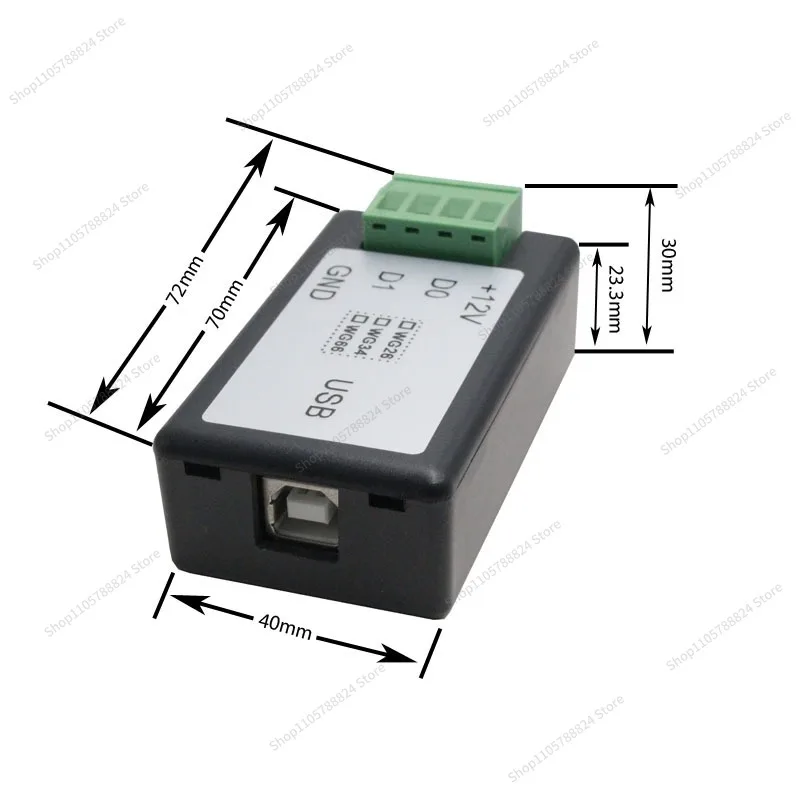 For Wiegand  USB/Wiegand To USB/WG USB Converter Serial USB Wiegand 26/34 Analog Keyboard