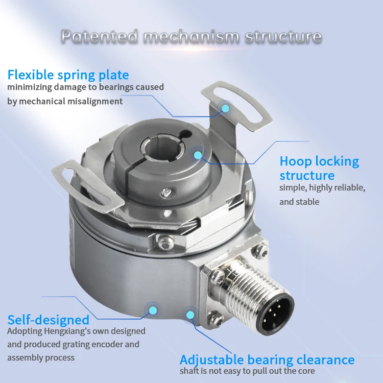 HENGXIANG KM42 42mm External Diameter 6mm Hollow Shaft SSI RS-485 IP65 Protection Single/Multiturn Absolute Encoder 24/16 Bits