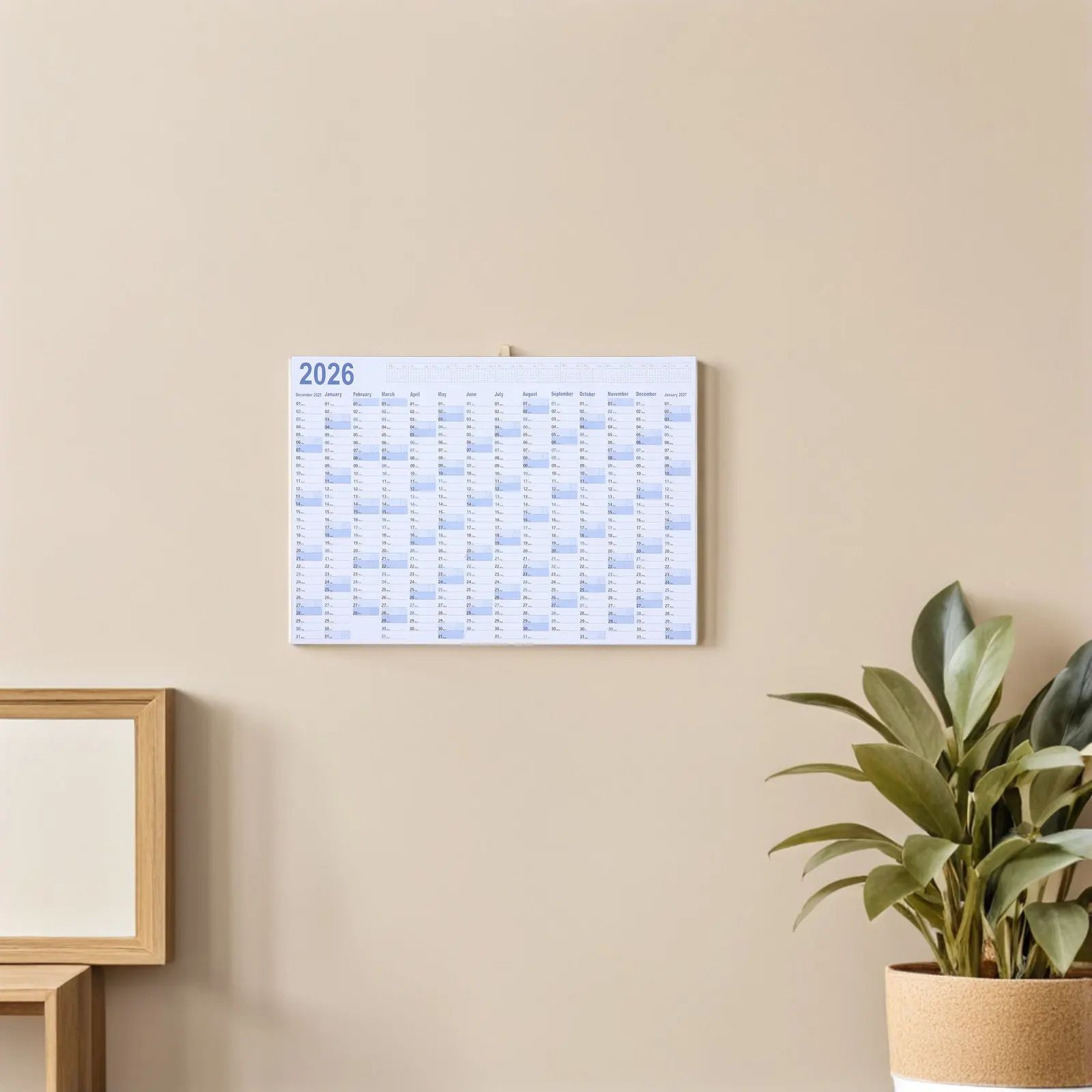 2Sets 2026 Jumbo Wall Calendar Large Size Year Planner for Schedule Display Modern Minimalist English Calendar Wall Organizer