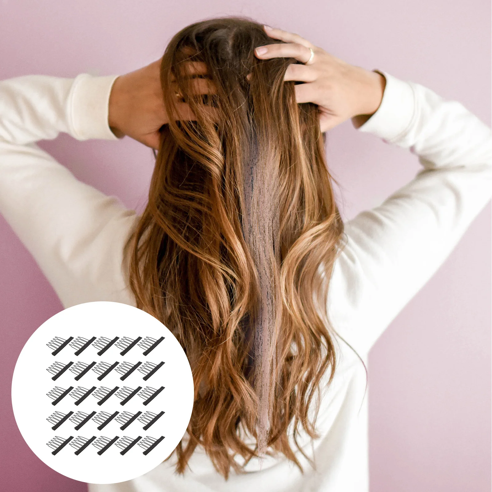 

25pcs Steel Claw Spring Comb Clips 6-Teeth Design For Hair Extension Fixing Caps Diy Making Accessories