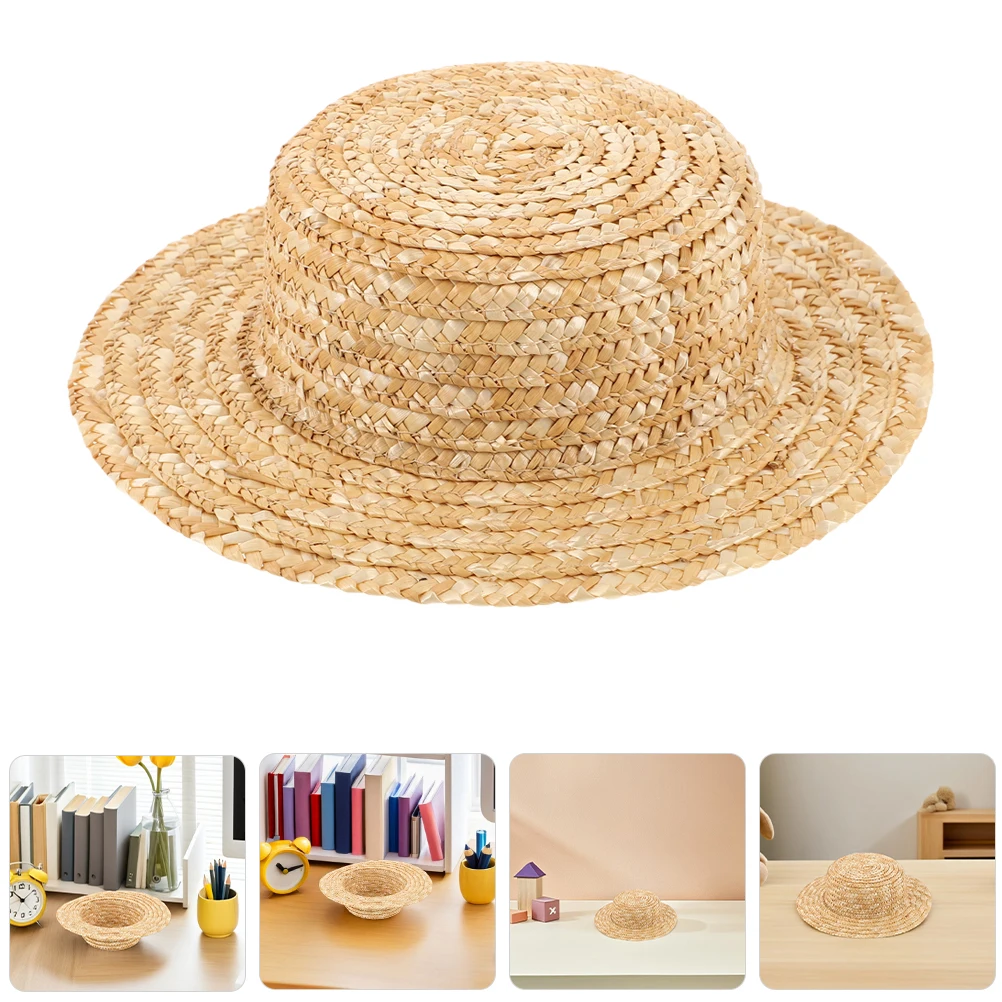 2 Pcs Handmade Hat Embryo Crafts Supplies Woven Knitted Mini Hats Crafting DIY Prop Straw House Adornment