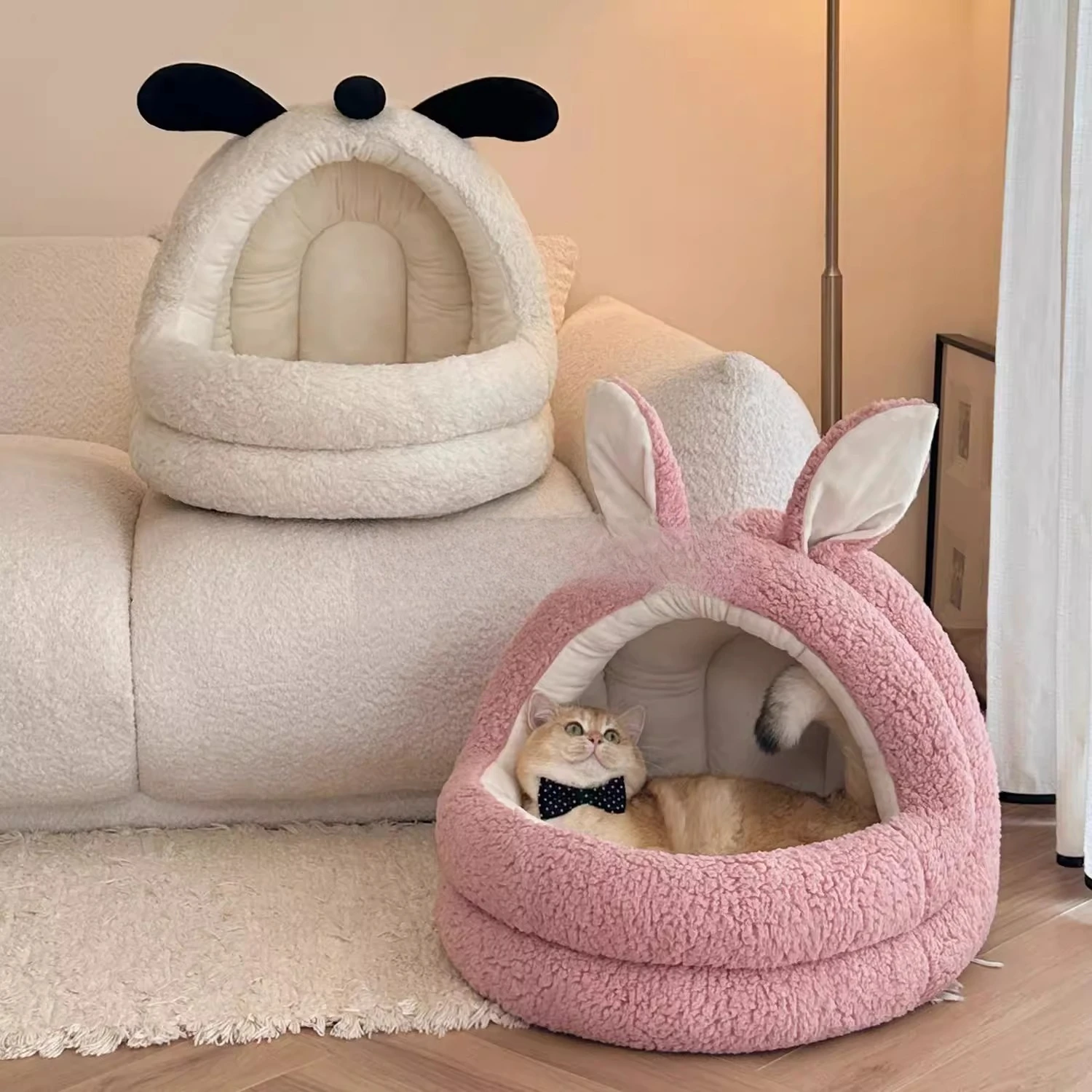 Pet rabbit yurt cat litter, warm in winter, large space, semi-enclosed kennel, removable and washable pet litter